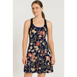 Floral Navy Scoop Neck A-Line Dress
